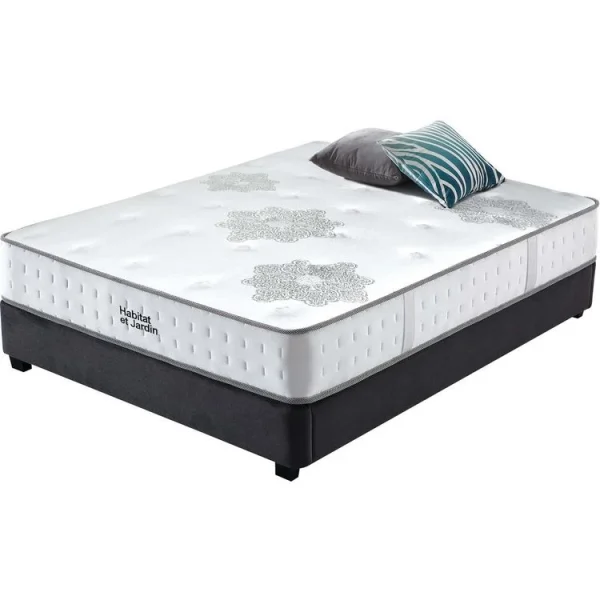 Vente flash ⌛ Habitat Et Jardin Matelas Ressorts Et à Mémoire De Forme Josey – 90 X 190 Cm – Blanc / Gris 🧨 1