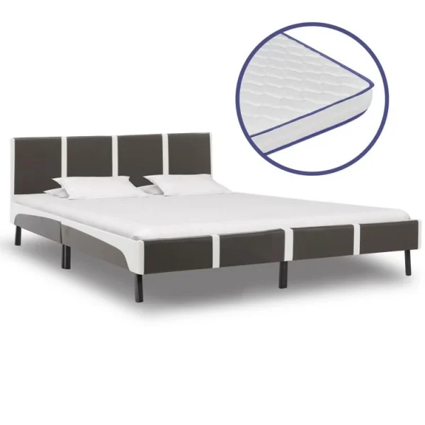 Sortie 🥰 VIDAXL Lit Et Matelas Mousse A Memoire De Forme Similicuir 180×200 Cm 🔥 1