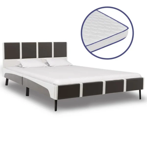 De gros 🥰 VIDAXL Lit Et Matelas Mousse A Memoire De Forme Similicuir 140×200 Cm 😀 1