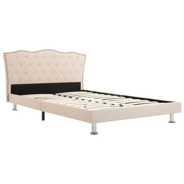 Grosses soldes ✨ VIDAXL Lit Et Matelas A Memoire De Forme Beige Tissu 140×200 Cm ✔️ 4