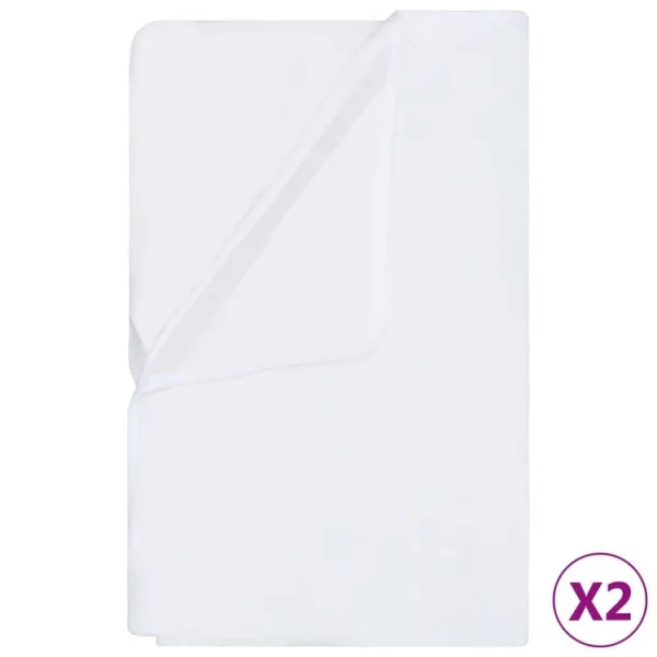 Nouveau ⭐ VIDAXL Couvre-matelas Impermeables 2 Pcs Coton 60×120 Cm Blanc 💯 1